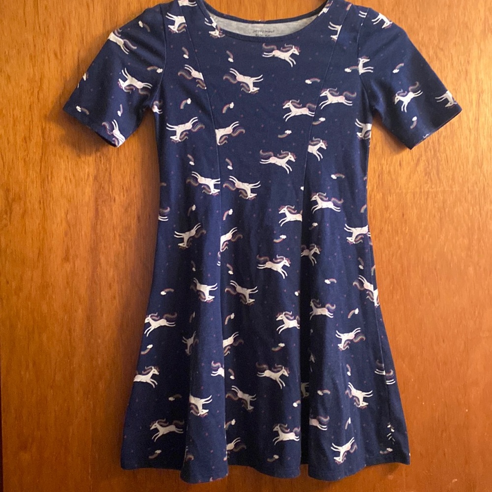 Jumping Beans Girl's Unicorn & Rainbows Print Blue Dress